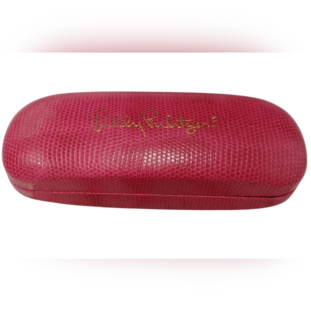 Lilly Pulitzer Pink Faux Snakeskin Clamshell Hard Sunglasses Glasses Case Holder